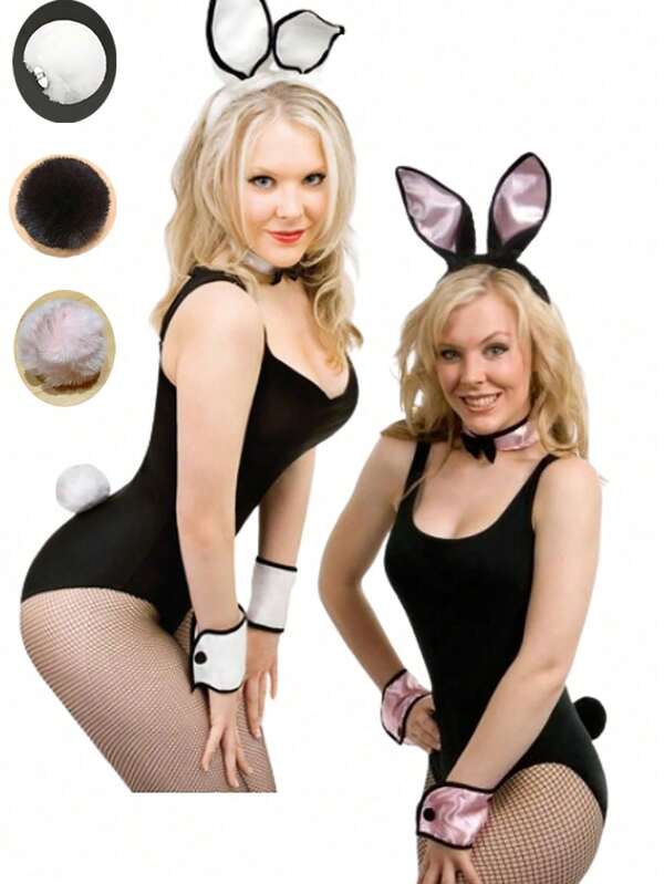 3pcs Solid Color Plush Rabbit Tail, Party Party Dance With Daily Wear, Add A Sense Of Atmosphere.