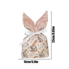 10pcs Easter Bunny Gift Bags Rabbit Ears Velvet Pouches Candy Cookies Easter Egg Packaging Bag Easter Party Decorations - Green 10pcs - View 9