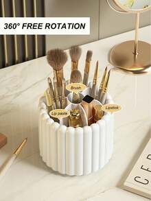 1pc Rotating Makeup Brush Holder, Large Capacity Cosmetic Storage Box, Multi-Functional Student Stationery Pen Holder, Detachable Makeup Brush Desktop Organizer, Vanity Storage Organizer, Women's Gift - Multicolor - View 4