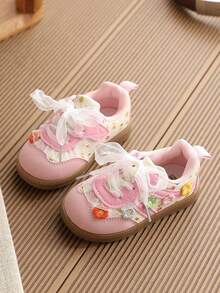 1 Pair Girls' Sports Shoes, Spring/Autumn New Korean Style Cute Kids' Training Sneakers - Pink - View 3