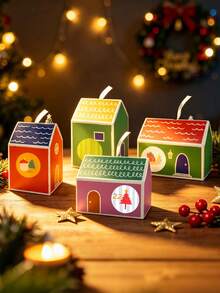 12/24pcs Christmas House Gift Boxes With Stickers Christmas Advent Countdown Box Gift Boxes To Fill Colorful House Shape Gift Wrapping Box Treat Boxes For Holiday Xmas Party Favors - Multicolor - View 7