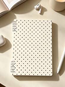 Campus Style Minimalist Polka Dot Notebook, Fresh Black And White Polka Dot Cover Student Writing Office Record Diary - Pink Brown Polka Dot Notebook, Ideal Choice For Back To School Supplies, Learning Supplies - Perfect Gift For Students - Exquisite Storage And Planner Notebook, Decorated With Polka Dot Theme - Very Suitable For Daily Use And Organization. - Multicolor - View 5