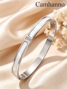 Camhanno 5pcs/Set Commuter Versatile Stainless Steel Bracelets, Heart & Rhinestone Embellished, Minimalist High-End Women's Bracelets - Silver 3 - View 2