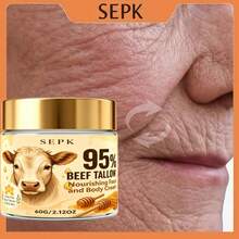 SEPK Creme de Sebo 95%, Creme Nutritivo para Rosto e Corpo, com Mel, Retinol, Ácido Hialurônico, Colágeno, Firma e Suaviza a Pele, Suaviza Linhas Finas, Hidrata a Pele e Torna as Rugas Menos Evidentes. Adequado para Todos os Tipos de Pele - Creme de sebo a 95% - Visão 3