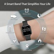 SENBONO Smart Band With Screen, 1.77-Inch Display, Pedometer, Calorie, Distance, Vibration Alarm, Stopwatch, Sleep Monitoring, Raise To Wake, Unisex Fitness Tracker, Lightweight Smartwatch Gift, USB Charging - View 3