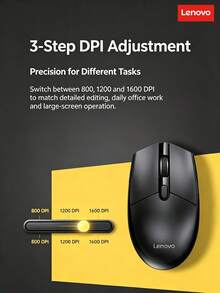 Lenovo Wireless Keyboard And Mouse Combo 2.4G Plug And Play Driver-Free Waterproof Splash-Resistant Chocolate Large Key Spacing Keyboard 3-Level Adjustable DPI Ergonomic Office Mouse - View 6