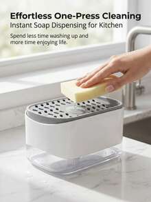 (incluye 1 Esponja Aleatoria) Dispensador De Jabón De Cocina Con Bomba Superior De 2 Pulgadas, Boquilla De Esponja Y Base Antideslizante, Para Lavar Platos En El Fregadero - Blanco - Ver 1