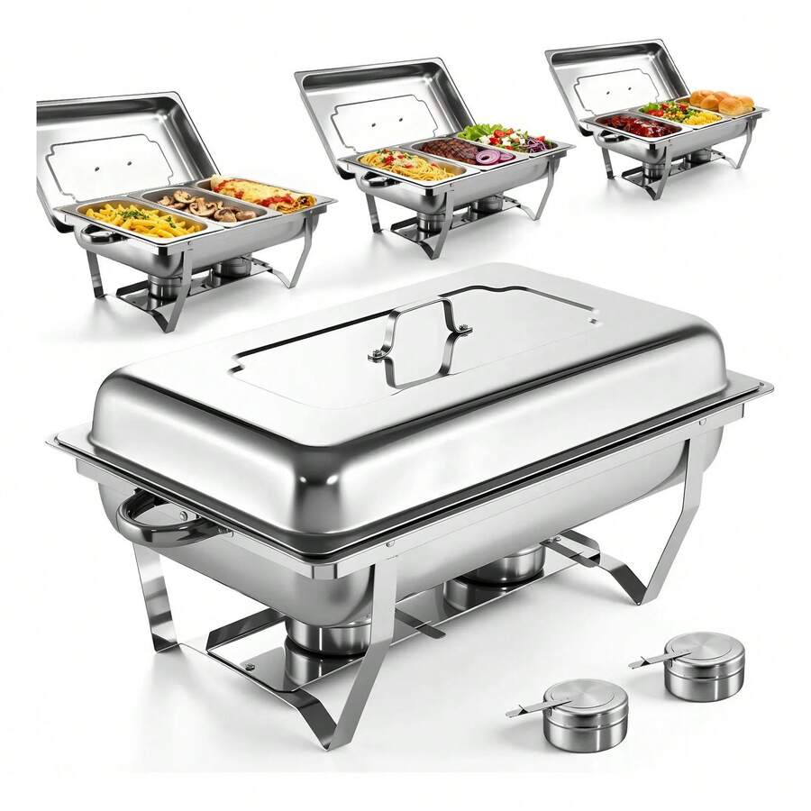 Bufetera 3 Espacios De Acero Inoxidable Para Chef Comedor - Plateado - Ver 1