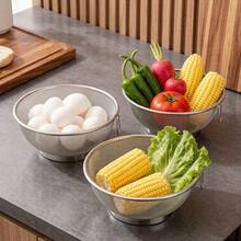 Stainless Steel Kitchen Strainer Basket, Durable Fruit & Vegetable Filter, Multi-Functional Food Strainer & Drainer, Water-Boiling Vegetable Basket, Noodle Cooking Strainer, Practical Home Cookware Accessory, Suitable For Home Kitchen Washing, Draining Or Fruit & Vegetable Cleaning, Ideal Choice For Home & Restaurant - Multiple Sizes - View 9