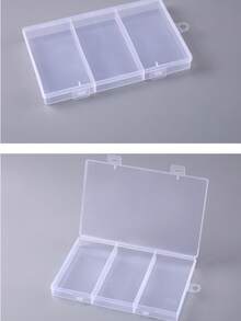1pc Transparent Plastic PP 3-Compartment Rectangular Box With Lid, Fishing Tackle Parts, Jewelry, Tools, Fishing Accessories Packaging Storage Box, 3-Compartment Sewing Tools Storage Box, Transparent Plastic Electronic Components Accessories, Fishing Tackle Jewelry PP Box, Rectangular Box - Clear - View 2
