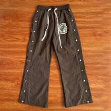 ST VANITY Thorn Breasted Nail Sports Style Casual Trousers - Orange - View 13