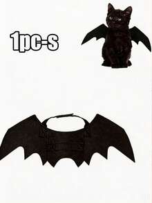 1pc Black Soft Felt Bat Wings Pet Costume, Adjustable Hook And Loop Strap, Cute Halloween Cat Bat Wings Cosplay Harness Set Accessory, Suitable For Small Dogs And Cats, Party Dress Up Photo Prop, Autumn Style - Multicolor - View 14