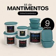Kitchen Supplies Set Kit ECONOMIC LINE - 5 Supplies + 4 Square Jars 500 ML TPW Line - Bensin Biru TPW - View 1