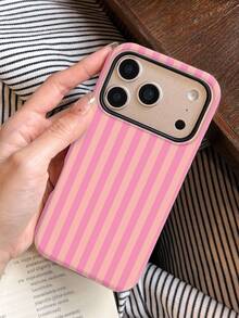 1 buah Casing Ponsel Keras Minimalis Artistik dengan Pola Garis Warna-warni Mengkilap 2-in-1, Pelindung Layar Penuh, Kompatibel dengan / 11/12/13/14/15/16/17 Pro Max - MultiWarna - View 2