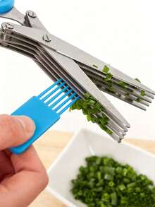 Multi-Layer Stainless Steel Chive Cutter, Portable Multi-Blade Kitchen Herb Scissors, Quickly Chop Chives And Parsley, Suitable For Christmas, Kitchen Use, Kitchen Accessories, Kitchen Scissors, Home Decor, Kitchen Decor, Knife Set, Halloween - Multiple Styles - View 3