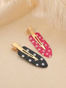 6PCS Vintage Polka Dot Print Cute Women's Hair Clips, Suitable For Daily Life, Date, Party Styling Decoration Women's Hair Accessories - Multicolor - View 5