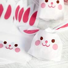 20pcs Rabbit Ear Gift Bags, Featuring Rabbit Ear Shape And Lively Eye Design, Suitable For Graduation Season, Birthday Party And Other Occasions As Gifts, Also For Bulk Packaging, Applicable For Daily Home Use - Smiling Big-eared Rabbit Candy Bag - View 11