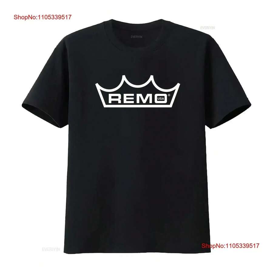 REMO Drums Equipment Logo Herren Schwarzes T-Shirt Größe S 3XL Vintage Gewaschen Mode Designer Kleidung Grafik Stretch Homme - Schwarz - Übersicht 1