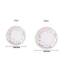 10/20/50pcs Piring Kertas Polkadot Rose Gold & Gold Ukuran 9 Inch/7 Inch – Peralatan Makan Sekali Pakai Premium untuk Pesta, Pernikahan, dan Acara Makan Mewah (Bubur Kertas Bebas Pemutih) - Emas Mawar Putih - View 12