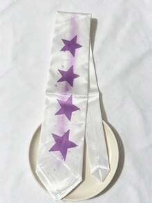 1pc Cute Star Print Tie For Women, New Sweet Elegant Versatile Decorative Knotless Necktie, Multi-Purpose - Multicolor - View 12