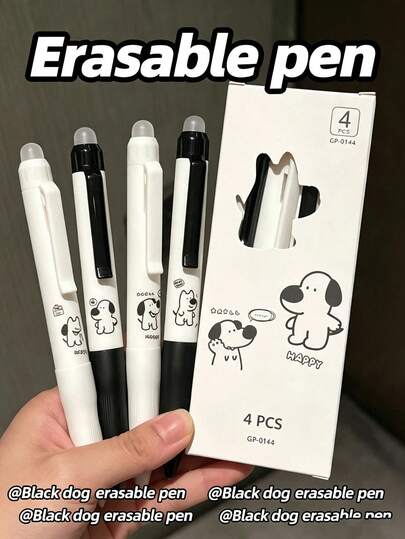 4 piezas de bolígrafos de gel borrables en negro & azul, con punta borrable, tinta de secado rápido, errores borrables, útiles escolares, vuelta a la escuela