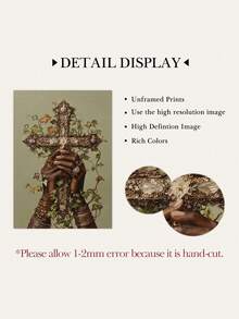 1 Piece Bohemian Canvas Poster Cross Painting Posters African American Hanging Paintings Botanical Wall Prints Christian Wall Arts Living Room Wall Decor Modern Home Decoration No Frame - Cartoon - View 7
