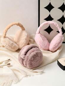 1PC Ultra Soft Plush Earmuffs - Suitable For Warmth, Foldable, Comfortable, Winter Outdoor Activity Cold Protection - Neutral Design - Foldable Hamburger Earmuffs Winter Plush Ear Warmers, Portable Cold-Proof Ear Covers - Multicolor - View 6