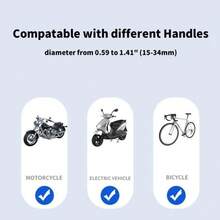Bicycle Motorcycle Handlebar Phone Holder, Phone Clamp With Rotating Bracket, Suitable For 4.7 Inch To 7.2 Inch Smartphones, Motorcycle Phone Holder, [1s Auto Lock] Bicycle Phone Holder, [10s Quick Install] Handlebar Phone Holder, Compatible With IPhone, Compatible With Samsung, All Phones - Black - View 6