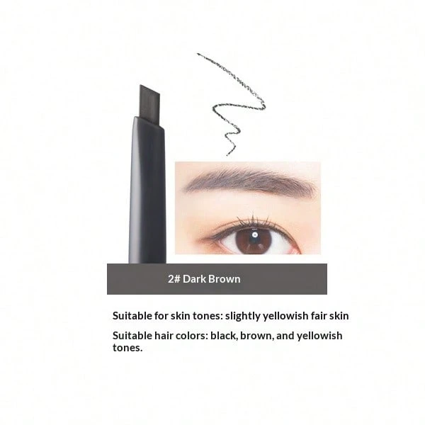 the SAEM Dual-Ended Angled Eyebrow Pencil With Brush, Waterproof Long-Lasting Eyebrow Definer, Suitable For Eyebrows, 3 Colors Available - #02 Dark Brown - View 1