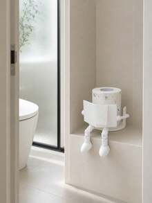 Creative Personalized Human-Shaped Toilet Paper Holder, Unique Newspaper Reading Toilet Paper Holder, Used For Toilet Paper Storage And Organization, Unique Home Decor And Desktop Storage, Suitable For Bathroom, Bedroom And Living Room Storage And Decoration - Multicolor - View 3