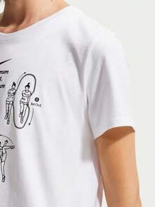 Nike Women's AS W NSW CLUB SS GFX TEE Short Sleeve Knit Collarless T-Shirt TIW1195-100 - Black and White - View 4