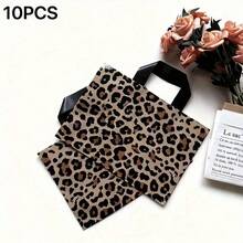 1/10-Pack Vintage Leopard Print Gift Bags Handbags - High-Quality With Handles, Foldable And Reusable Design, Premium Leopard Print, Suitable For Retail Stores, Events, Large Capacity Storage, Gift Wrapping, Minimalist Elegant Design - Multicolor - View 6