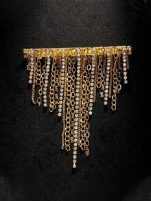 FAAABULS 1pc Women's Multi-Layer Chain Tassel Hair Clip, Sparkling Draping Hair Accessory, Suitable For Weddings, Parties, Music Festivals And Formal Occasions - Tassel - View 7