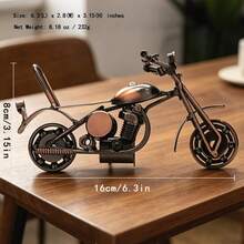 1pc Exquisite Motorcycle Statue, Metal Material, Eternal Classic Retro Fashion Piece, Nostalgic Collectible, Room Decor Ornament, Thoughtful Gift For Family, Partial Parts & Color Styles Randomly Assorted, Birthday/Graduation Gift - Bronze - View 3