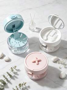 1/3pcs Full Function Dental Storage Box With Mirror And Drain Basket, Portable Cleaning Box, Denture Soaking Container, Travel Mouthguard Soaking Box, Portable Design, Suitable For Travel - Multi-color - View 3