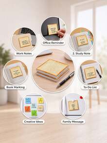 [Bread Sticky Notes] Bread Sticky Notes, Toast Food Theme Self-Adhesive Memo Pads,50-Page Package Of Sticky Notes, Funny Kawaii Notepad, Removable Adhesive Notes For Planner, To-Do List, School And Office Supplies - Regular Model - View 2