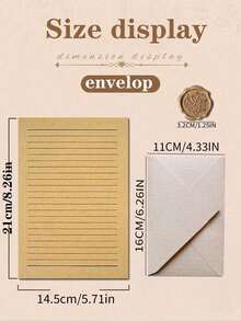 16pcs/Set Vintage Stationery Set, Linen Pattern Envelopes, Letter Paper Set, FORYOU Pattern Wax Seal, 250g High Quality Envelopes, Vintage Love Letters, Chinese Style Kraft Paper Special Invitation Cards, Postcards, Suitable For Making Invitations, Thank You Cards, Love Letters, Mother's Day Gifts And Letters - Apricot - View 3