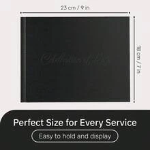 Elegant Hardcover Funeral Guest Book, 9x7 Inch Memorial Service Sign-In Logbook With Leather Cover, 96 Pages Celebration Of Life Keepsake - A - View 3