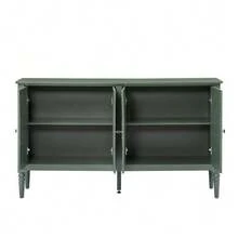 Antique-Style Buffet With Relief Carvings, Large Storage Space And Rounded Corners – Classic Storage Cabinet For Dining Room, Living Room And Entryway (Navy Blue) - 綠色 - 查看 6