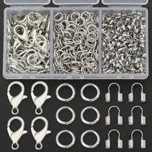 200pcs DIY Jewelry Parts Set Including Closed Jump Rings, U-Shaped Clasps, Lobster Clasps, Suitable For Handmade Weaving DIY Jewelry, Necklaces, Bracelets, Bag Charms, U-Shaped Positioning Line Tubes, Pendant Chain End Clasps, DIY Jewelry Making Materials - Lobster Claw Clasp & Jump Ring & U-shaped Clasp - View 11