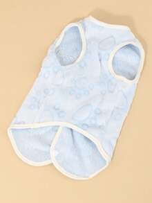 Soft Comfortable Blue Paw Print Fleece Vest For Autumn/Winter, Suitable For Small And Medium Puppies And Kittens, Like Teddy, Bichon Frise, Suitable For Indoor Wear (Not Suitable For Large Dogs) - Baby Blue - View 6
