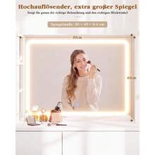 Devoko Vanity Table With LED Mirror, Dressing Table With 5 Drawers, 3 Illuminated Display Cabinets, Open Shelves, Bag Storage, Power Panel, And Selectable Chair Combination, White - 查看 10