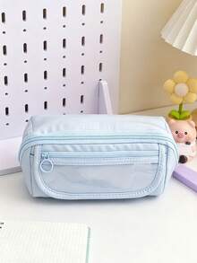 1pc Large Multi-Compartment Pencil Case, Waterproof Portable Stationery Storage Bag, Cute Organizer Pouch, Suitable For School, B, First Day Of School - Multicolor - View 10