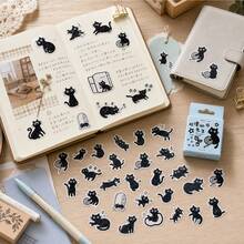 1 Box Cute Animal Cat Paper Stickers, Decorative Material Stickers, Suitable For Collage, Scrapbooking, DIY Journal, Gift Stickers, Back To School Essential - Cat - View 6