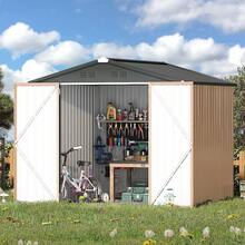 YODOLLA Outdoor Metal Tool Shed 215 * 215 * 196 Cm With Lockable Doors | Metal Garden & Terrace Storage Shed - Grey - View 7