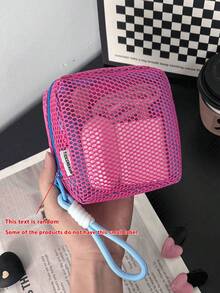 Mini Macaron Color Multi-Function Mesh Storage Bag, Cute Wallet Design, Portable Makeup Bag, Zipper Tissue Storage Bag, Girls Sanitary Pad Storage Bag, Suitable For Home, Travel And School - Multicolor - View 14