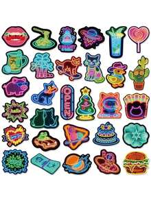 60pcs/Pack Cute Cartoon Neon Color Animals Stickers, Decorative Decals For Phone Stationery Laptop Guitar Luggage Notebook Sticker - Multicolor - View 6