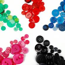 10pcs Resin Large, Medium, And Small Mixed Color Buttons Suitable For DIY Handmade Button Painting, Button Flower Material Pack, Shirt, Shoes, Hats, Apparel, Round Hand-Sewn Buttons, Decorative Buttons, Handmade Sewing Accessories, DIY Crafts, Sewing - Multicolor - View 2