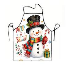 1pc Christmas Santa, Christmas Bell, Christmas Snowflake, Christmas Reindeer, Christmas Tree, Christmas Snowman, Christmas Penguin, Christmas Cartoon Animal Pattern Chef Apron, Apron, Suitable For Home Decor And Kitchen Use. Made Of 100% Polyester Material, Designed As Sleeveless Style, Perfect For Home Kitchen, Outdoor BBQ Cooking. This Printed Apron Is Unisex, Machine Washable And Reusable, An Essential Kitchen Item - Multicolor - View 14