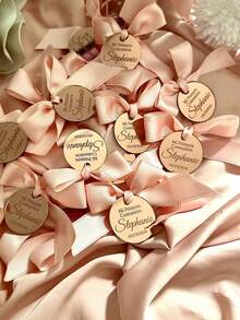 Personalized Rose Gold Tag, Custom Baptism Tag, Custom Name Tag, Round Baby Shower Tag, Pink Favor Decor, Circular Acrylic Label, Mirror Tag - Multicolor - View 6